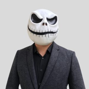 CAFELE Jack Skeleton Skellington Mask Skull Barrel Mask Skeleton Head for Adult Kids Halloween Cosplay Costume Props