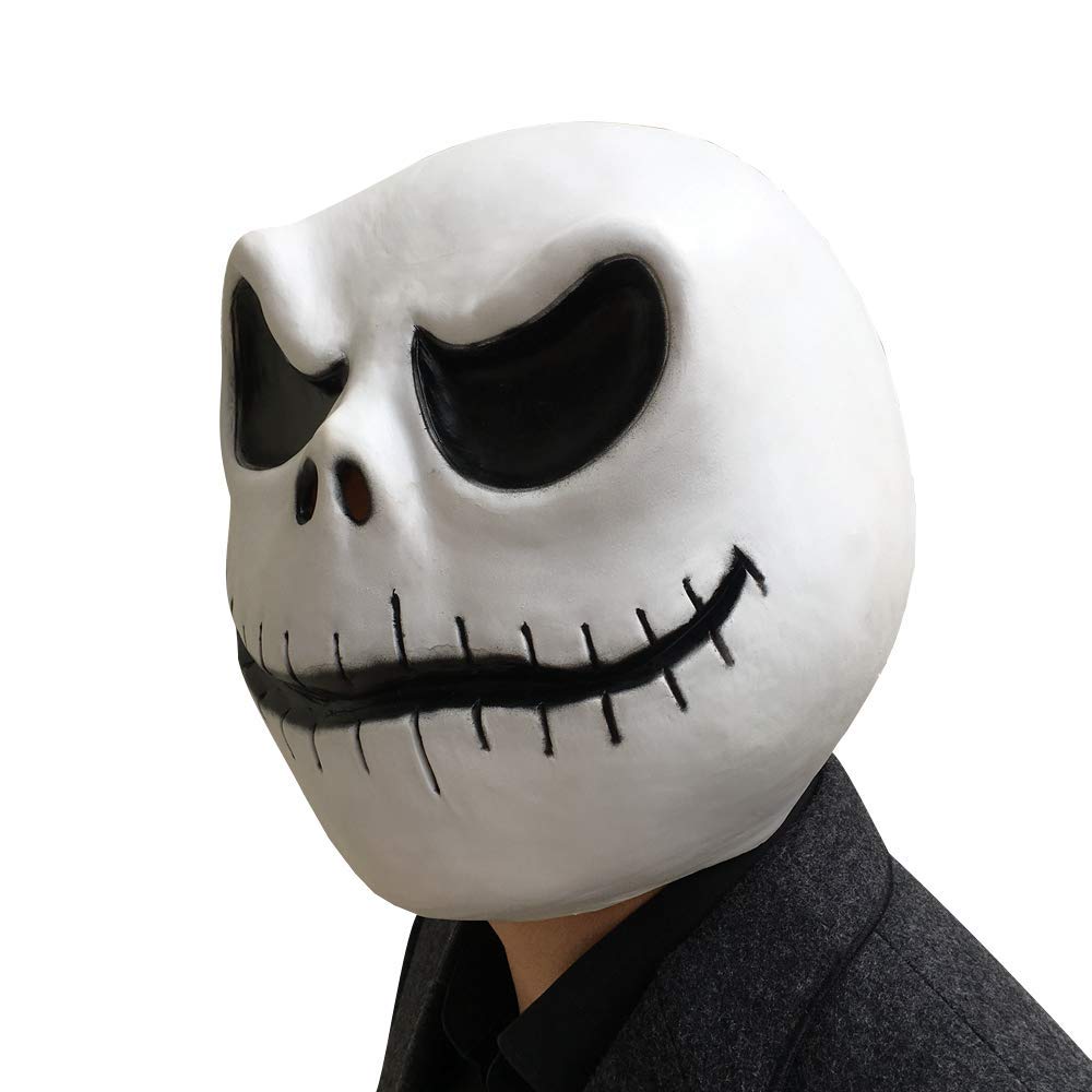 CAFELE Jack Skeleton Skellington Mask Skull Barrel Mask Skeleton Head for Adult Kids Halloween Cosplay Costume Props