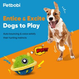 Petbobi Interactive Dog Toys Monster Plush Toy Shake Squeaky Crazy Bouncer Ball Battery Operated Toy for Small Medium Puppy Motorized Entertainment, Mysterious Bobby