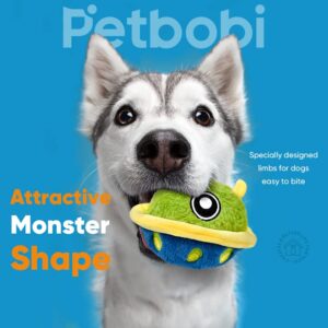 Petbobi Interactive Dog Toys Monster Plush Toy Shake Squeaky Crazy Bouncer Ball Battery Operated Toy for Small Medium Puppy Motorized Entertainment, Mysterious Bobby