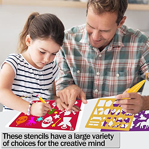 30 Pieces Drawing Stencils Set for Kids, Plastic Drawing Painting Stencil Templates for Kids Crafts School Art Projects, Journal Stencil with 400+ Images