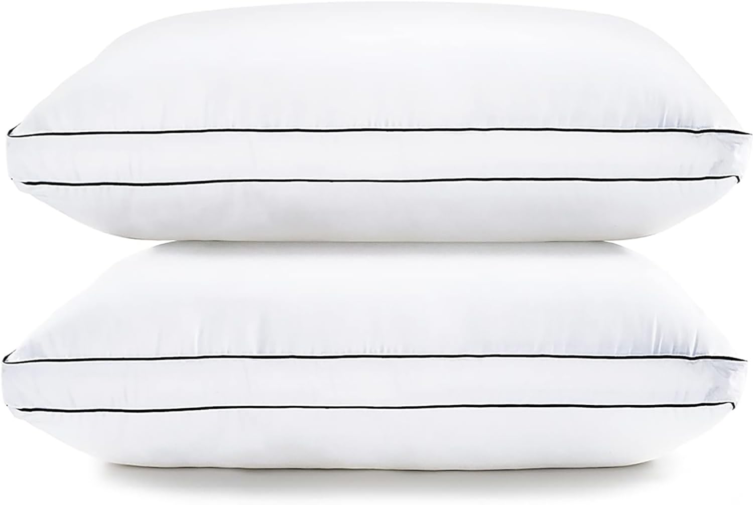 LANE LINEN Gusseted Soft Bed Pillows Standard Size Set of 2 for Sleeping, Back, Stomach or Side Sleepers, Down Alternative, White - 20 x 26 Inches