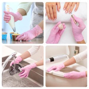 SwiftGrip Nitrile Disposable Gloves, 3-mil, Medical exam Gloves Disposable Latex Free, Gloves for Cleaning & Esthetician, Pink Rubber Gloves, Pink Cleaning Gloves, Powder-Free, 50-ct Box (Small)