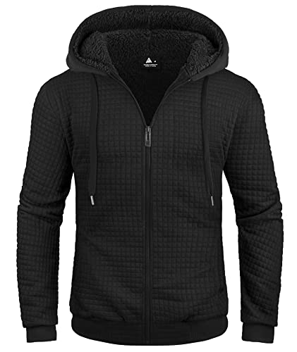 GEEK LIGHTING Hoodies for Men Sweatshirts Zip Up Jacket Sherpa Lined Fleece Coat