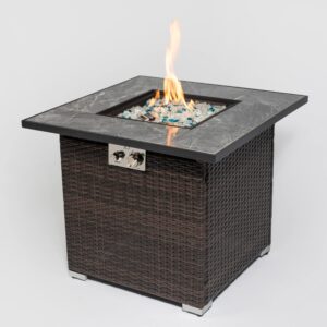 30inch outdoor fire table propane gas fire pit table with lid gas fire pit table with glass rocks and rain cover