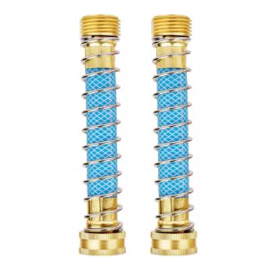 Fevone Garden Hose Extension 5.7" Hose Extender, Fits Hoses/Pipes of All Replacement/Replaceable Parts, Short Hose Connectors with Coil Spring, Solid Brass Fittings, No Leak, 2 Pack