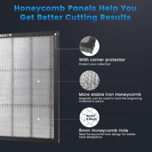 Comgrow Honeycomb Laser Bed 23.62x23.23x1.06 Inch,for Co2 Diode Laser Cutter and Engraver Machine, Honeycomb Working Table with Aluminum Plate,Laser Engraver Accessories, Smooth Edge Cutting