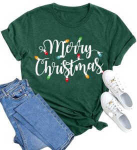 maihun christmas shirts womens merry christmas shirt xmas holiday tshirt christmas lights tee green