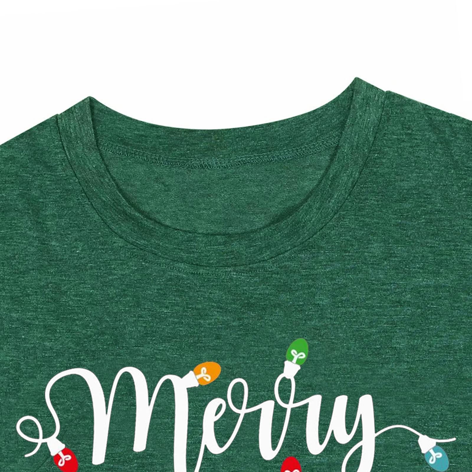 MAIHUN Christmas Shirts Womens Merry Christmas Shirt Xmas Holiday Tshirt Christmas Lights Tee Green