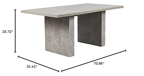 GIA Home Furniture Series 70-Inch Seamless Top Dining Room Table, 70 INCH, Cement Gray