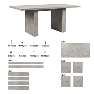 GIA Home Furniture Series 70-Inch Seamless Top Dining Room Table, 70 INCH, Cement Gray