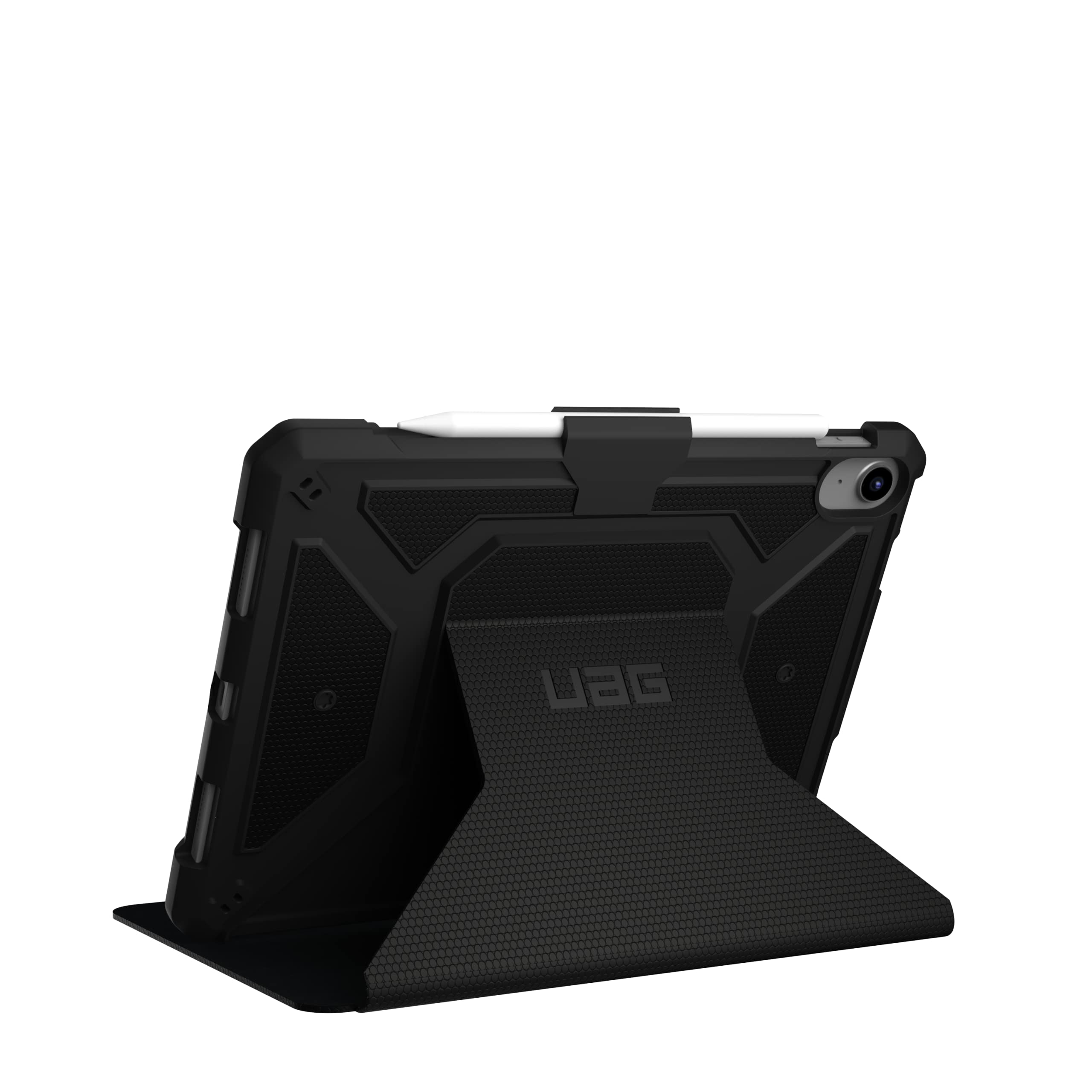 UAG Designed for iPad 10.9” 10th Gen 2022 Case Metropolis Black with Adjustable Stand and Pencil Holder Rugged Non-slip Tactile Grip Exterior Heavy Duty Protective Folio Cover by URBAN ARMOR GEAR