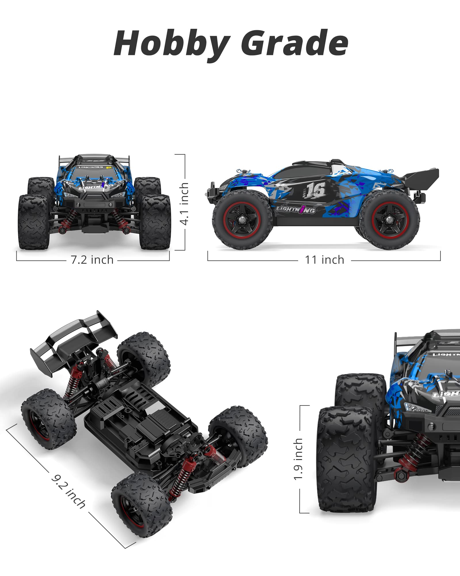 KIDOMO 1:18 Scale Brushless RC Car - 60KM/H All Terrain High-Speed & Off-Road Remote Control Car with 2 Rechargeable Batteries Hobby Monster Car 4WD RC Truck Gifts for Kids and Adults, Red (T1)