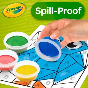 Crayola Spill Proof Paint Set (8ct), Washable Toddler Paint Kit, with Activity Pages, Kids Paint Brushes, Paint Pots, Ages 3+