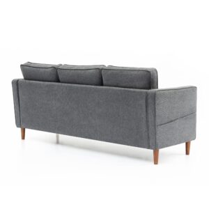 Mellow HANA Modern Linen Fabric Sofa Couch with Armrest Pockets, Dark Heather Grey