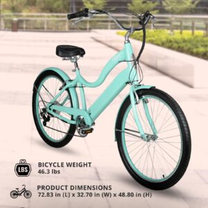 Hyper Bicycles E-Ride 26" Ladies 36V Electric Cruiser E-Bike with Pedal-Assist, 250W Motor, Turquoise