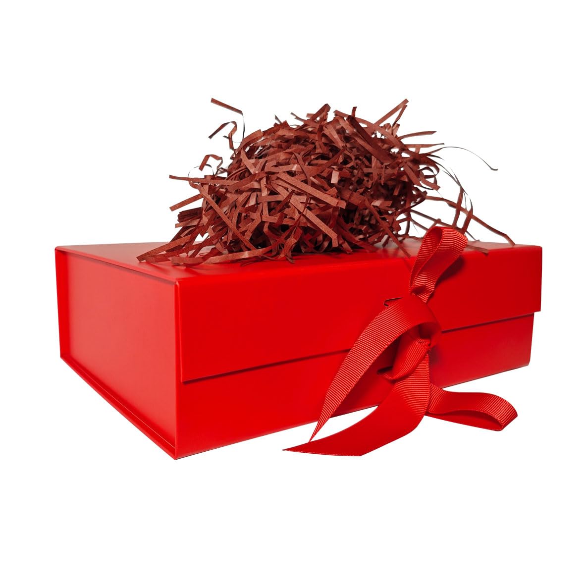 REECAGO Red Gift Box 10.5X7.5X3.4Inch with Magnetic Lid and Silk Ribbon for Christmas Presents Wrapping Gifts Presents Birthdays, Wedding, Holidays, Anniversaries Gift Packaging