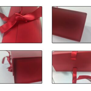 REECAGO Red Gift Box 10.5X7.5X3.4Inch with Magnetic Lid and Silk Ribbon for Christmas Presents Wrapping Gifts Presents Birthdays, Wedding, Holidays, Anniversaries Gift Packaging