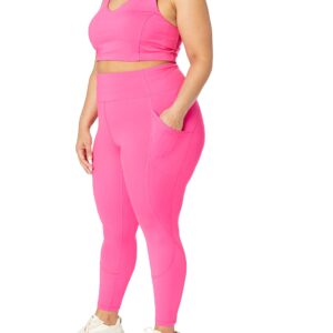 Amazon Essentials Women's Active Sculpt High Rise Full Length Legging with Pockets (Available in Plus Size), Neon Pink, Medium