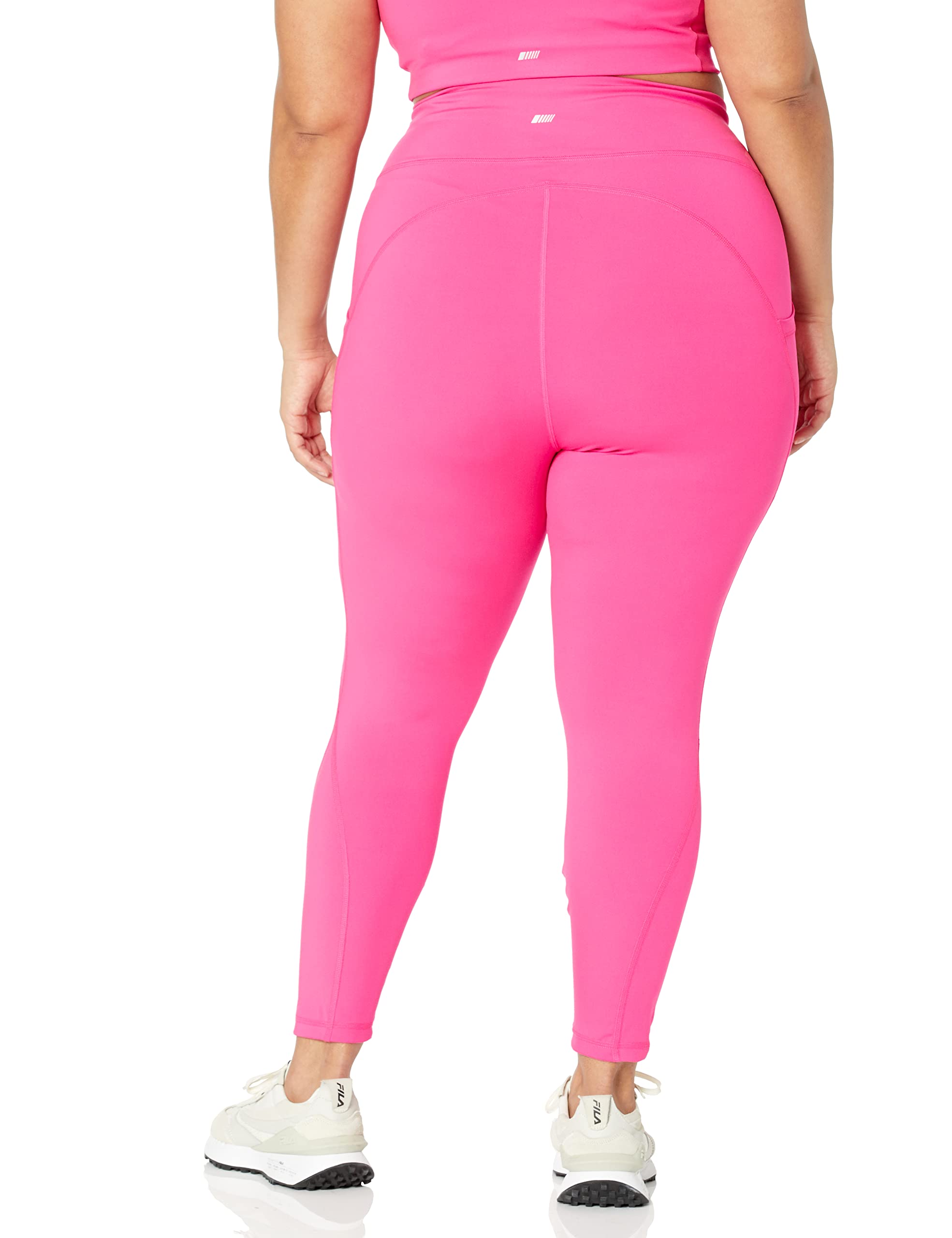 Amazon Essentials Women's Active Sculpt High Rise Full Length Legging with Pockets (Available in Plus Size), Neon Pink, Medium