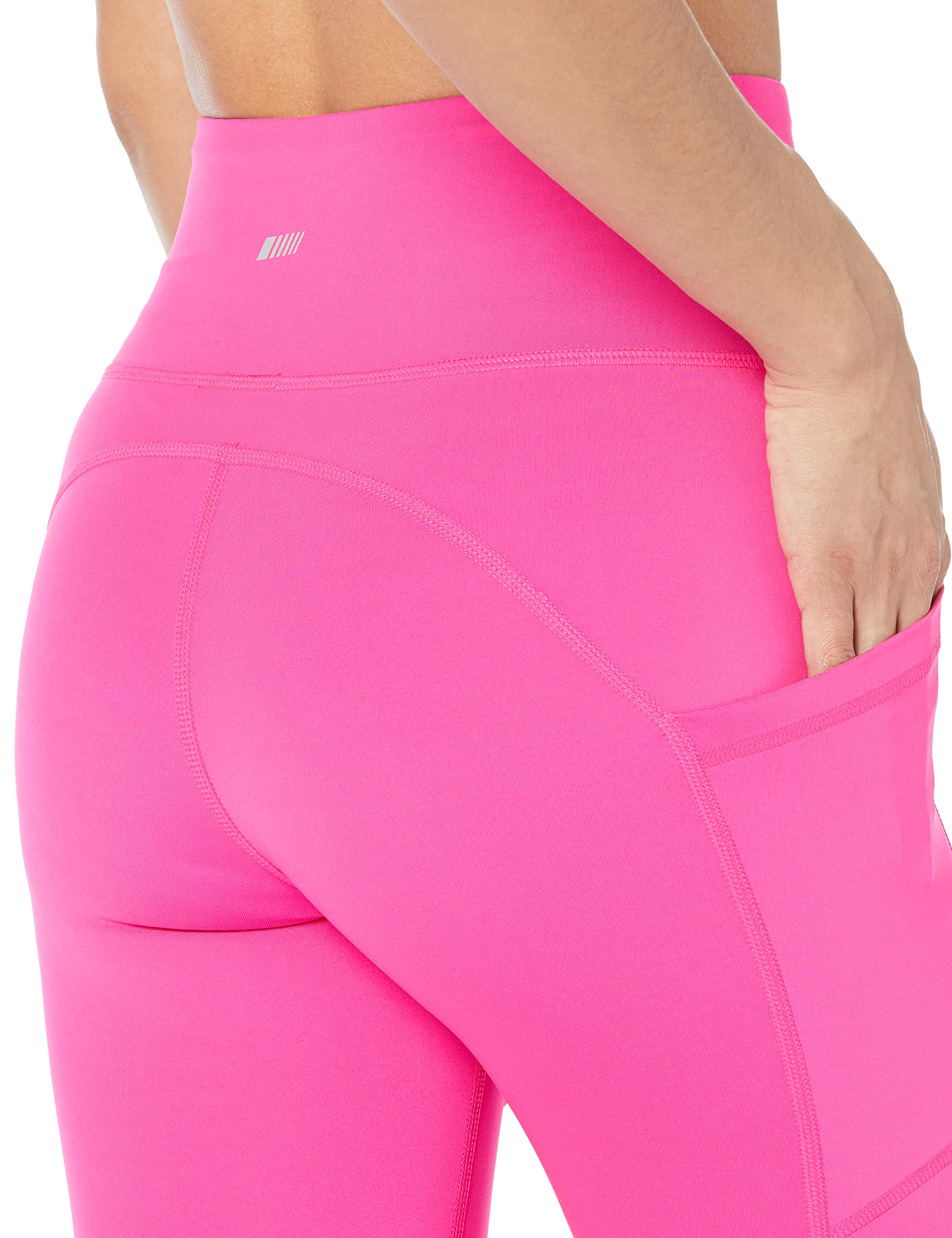 Amazon Essentials Women's Active Sculpt High Rise Full Length Legging with Pockets (Available in Plus Size), Neon Pink, Medium