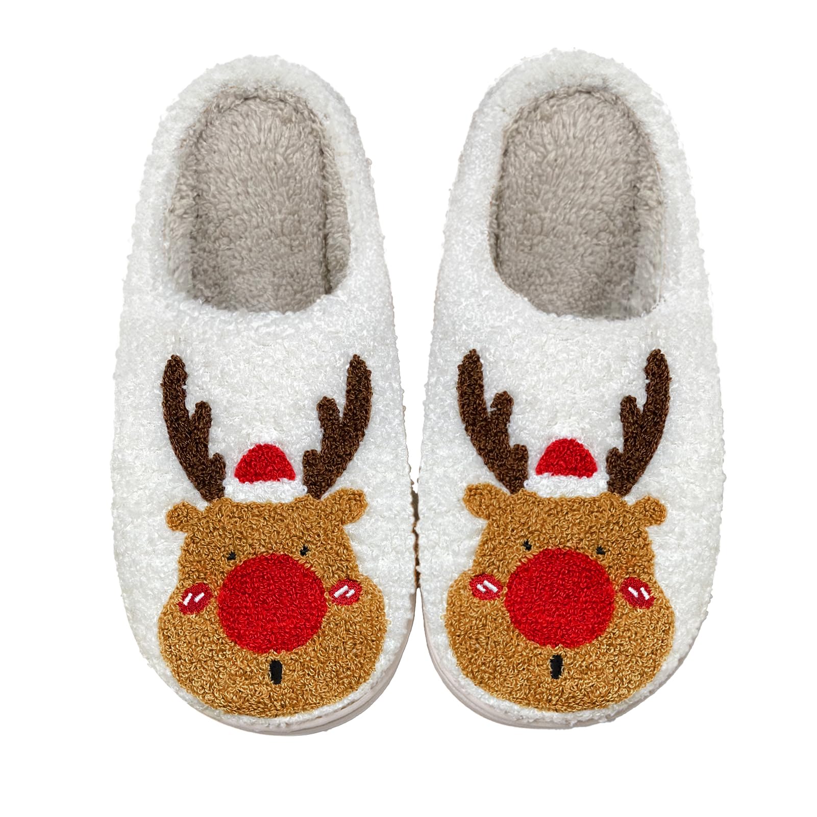 Christmas Slippers For Women Cozy Christmas Slippers Cartoon Fuzzy Reindeer Shoes Animal Holiday Cute Xmas Moose Slippers