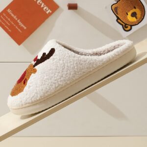 Christmas Slippers For Women Cozy Christmas Slippers Cartoon Fuzzy Reindeer Shoes Animal Holiday Cute Xmas Moose Slippers