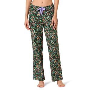 amazon essentials women's flannel sleep pant (available in plus size), black folkloric, small