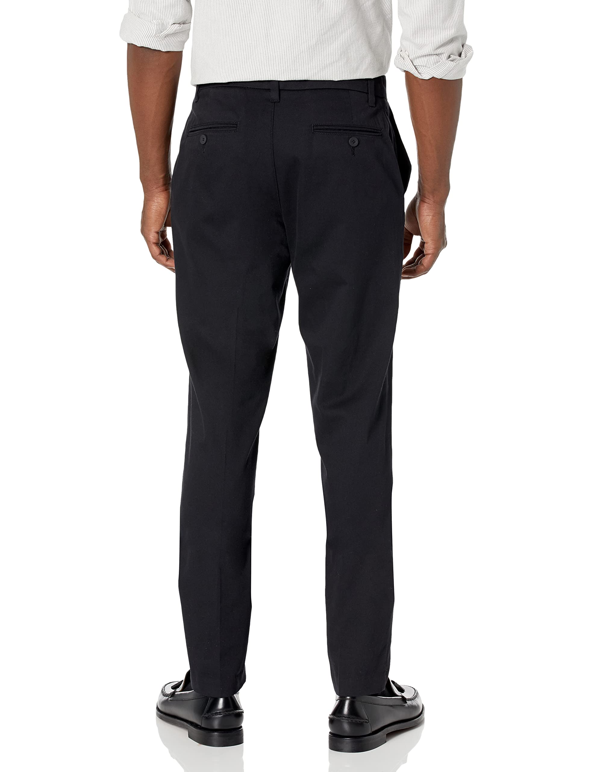 Amazon Essentials Men's Slim-Fit Wrinkle-Resistant Flat-Front Stretch Chino Pant, Black, 38W x 32L