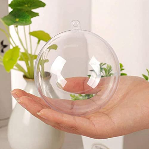 Christmas Tree Decorations and New Year Ornaments, 10Pairs 4 to 7cm Transparent Balls Open Plastic Christmas Decorations Ball Clear Bauble Ornament Gift Present Box Packaging Deco (4cm)