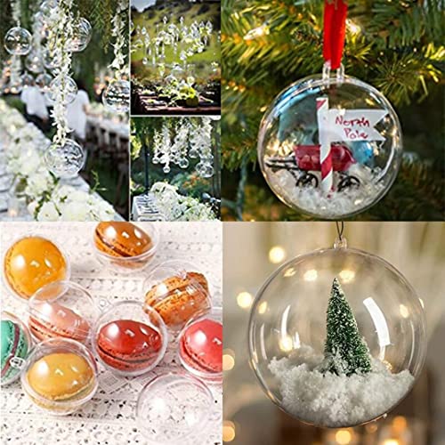 Christmas Tree Decorations and New Year Ornaments, 10Pairs 4 to 7cm Transparent Balls Open Plastic Christmas Decorations Ball Clear Bauble Ornament Gift Present Box Packaging Deco (4cm)