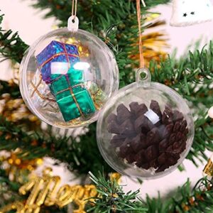 Christmas Tree Decorations and New Year Ornaments, 10Pairs 4 to 7cm Transparent Balls Open Plastic Christmas Decorations Ball Clear Bauble Ornament Gift Present Box Packaging Deco (4cm)