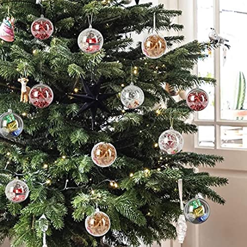 Christmas Tree Decorations and New Year Ornaments, 10Pairs 4 to 7cm Transparent Balls Open Plastic Christmas Decorations Ball Clear Bauble Ornament Gift Present Box Packaging Deco (4cm)