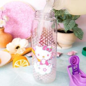 Silver Buffalo Sanrio Hello Kitty and Joey Mouse Rainbow Plastic Water Bottle With Screw-Top Lid | BPA-Free Plastic Sports Jug With Leakproof Lid | Holds 28 Ounces