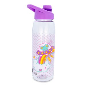 Silver Buffalo Sanrio Hello Kitty and Joey Mouse Rainbow Plastic Water Bottle With Screw-Top Lid | BPA-Free Plastic Sports Jug With Leakproof Lid | Holds 28 Ounces