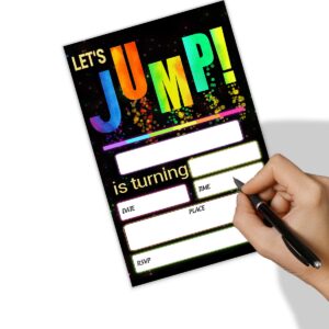 SHLINCO Let's Jump Birthday party Invitations, 4 x 6 inch Glow Trampoline Jump Party Invitation Cards(20 Cards + Envelopes)