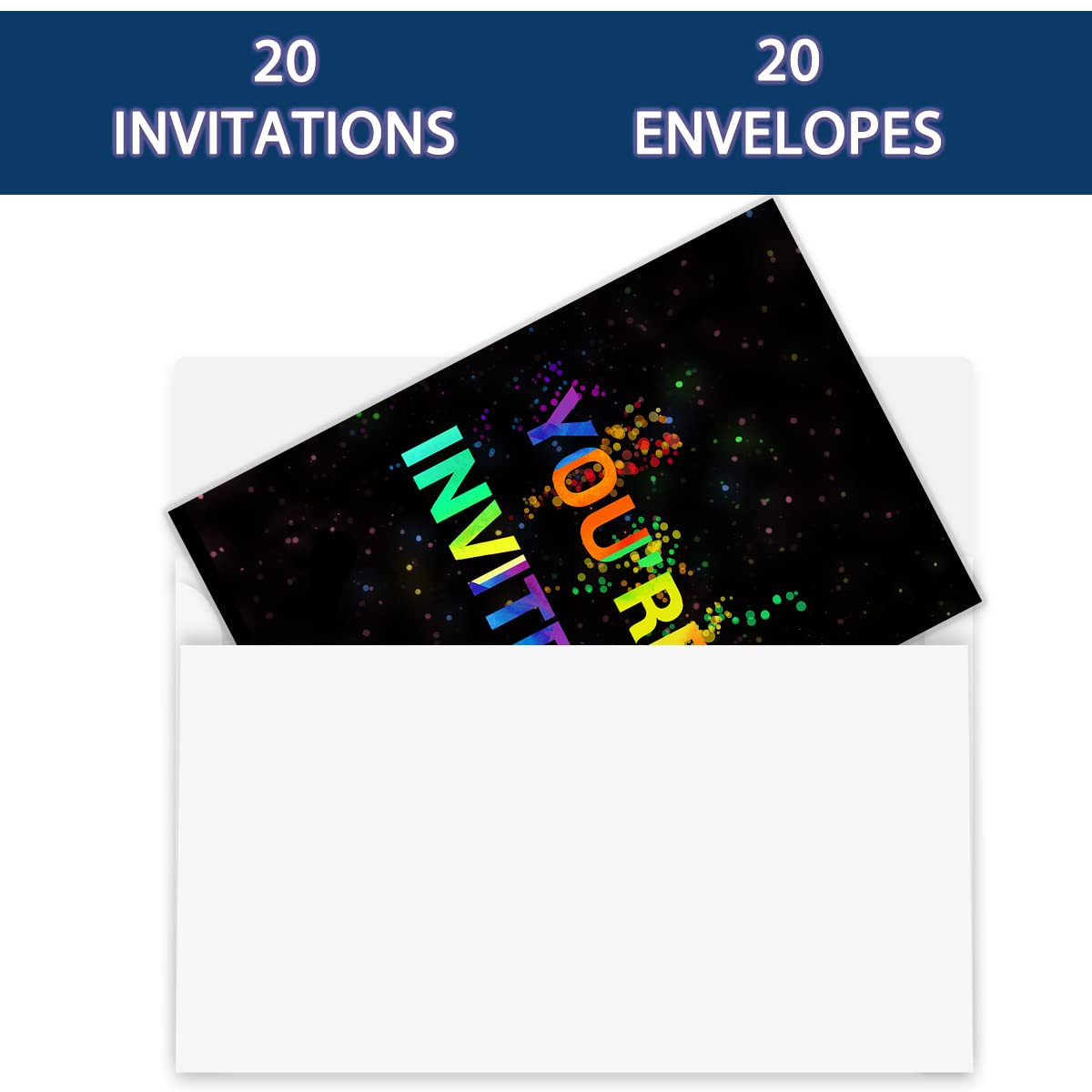 SHLINCO Let's Jump Birthday party Invitations, 4 x 6 inch Glow Trampoline Jump Party Invitation Cards(20 Cards + Envelopes)