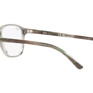 Ray-Ban RX5393 Leonard Square Prescription Eyewear Frames, Transparent Green/Demo Lens, 49 mm