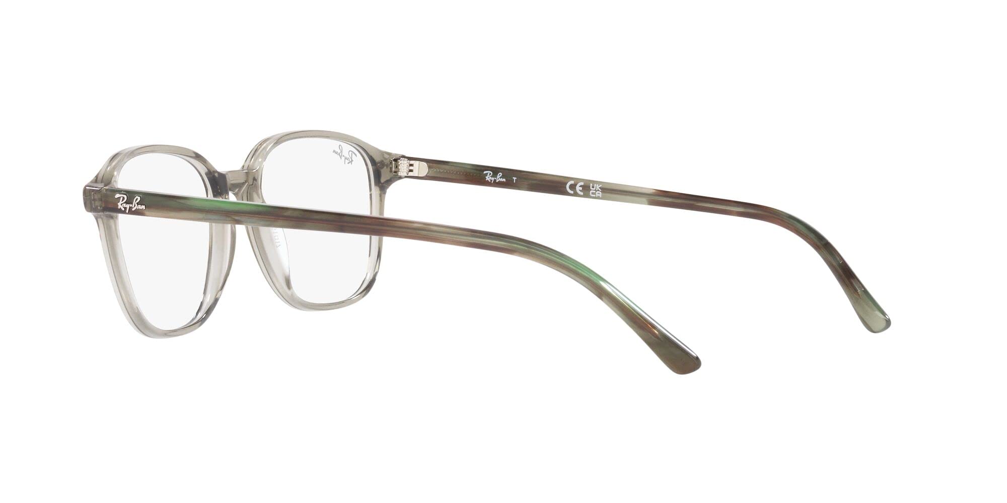 Ray-Ban RX5393 Leonard Square Prescription Eyewear Frames, Transparent Green/Demo Lens, 49 mm