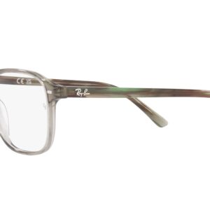 Ray-Ban RX5393 Leonard Square Prescription Eyewear Frames, Transparent Green/Demo Lens, 49 mm