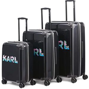 Karl Lagerfeld Paris Flowers 25" Upright Luggage, Black