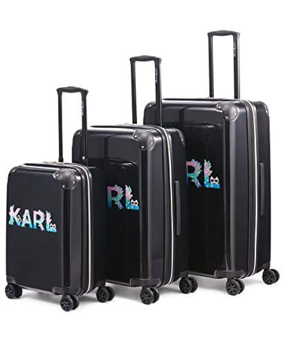 Karl Lagerfeld Paris Flowers 25" Upright Luggage, Black