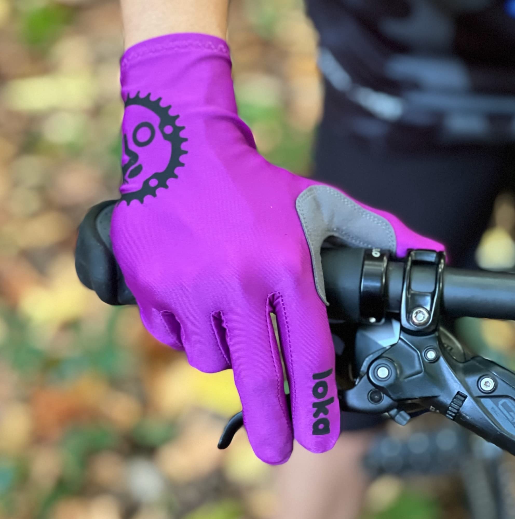 Loka Wear Women MTB Cycling Biking Gloves Full Finger All Finger Tips Touch Screen Breathable Light Weight Padded Audrey - Magenta (Medium)