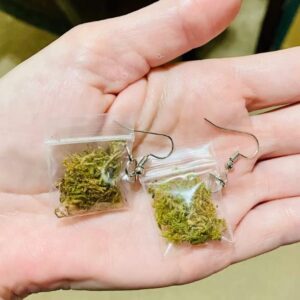 Cannabis Earrings, Weed Earrings, 420, Best Gag Gift, Fake Marijuana Earrings, Fake Cannabis, Fun Earrings, Concert Festival Earrings (Dime Bag)