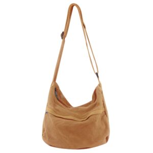 Canvas Casual Messenger Bag Hobo Crossbody Bag Canvas Shouder Tote Handbag for Women and Men, Brown