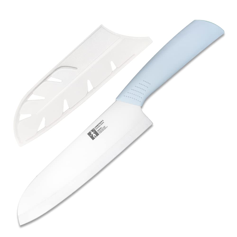 LIANGTAI Ceramic Knife 7 Inch Chef's Knife (Light Blue Handle)