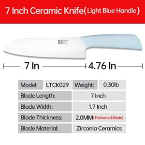 LIANGTAI Ceramic Knife 7 Inch Chef's Knife (Light Blue Handle)