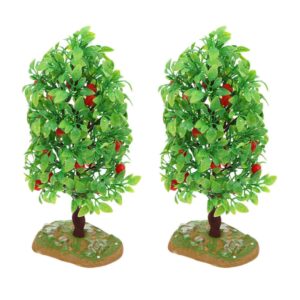 Beavorty 2pcs Model Trees with Bases Miniature Trees Model Garden Train Scenery Flower Trees Fake Architecture Trees Artificial Apple Trees for DIY Crafts Building Model Small Trees Model