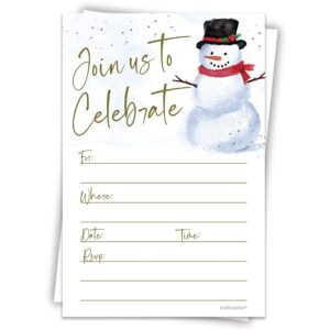 christmas invitations - snowman holiday party invitations with envelopes (20 count) - winter celebration invites