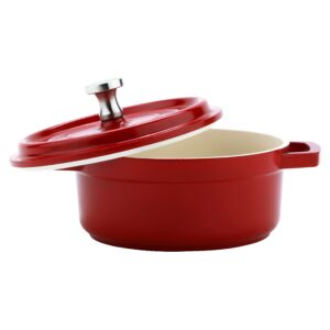 G.E.T. CA-002-RW/CC Heiss® Energy-Efficient Cast Aluminum Mini Dutch Oven with Lid, 8 Ounce, Red/White